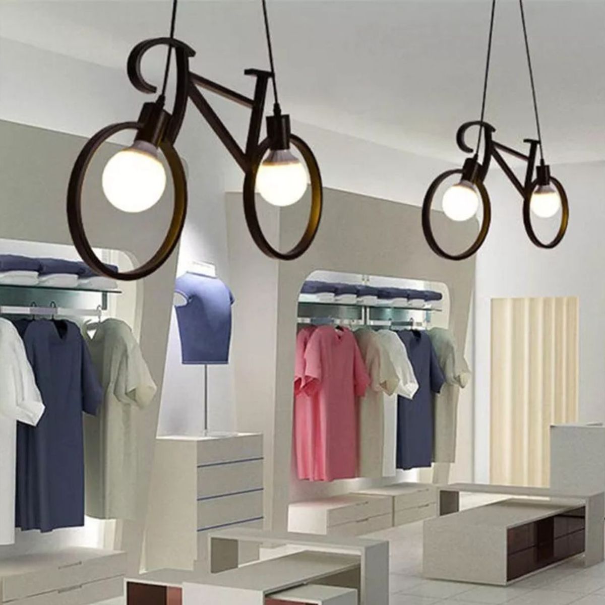 GENERICO - Lámpara Colgante bicicleta negro incluye 2 focos led