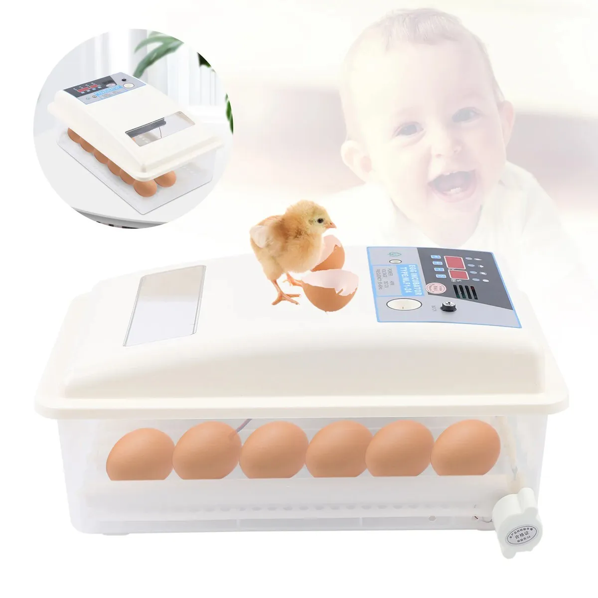 GENERICO - INCUBADORA INTELIGENTE 24 HUEVOS JERS IMPORT DUAL 220V-12V