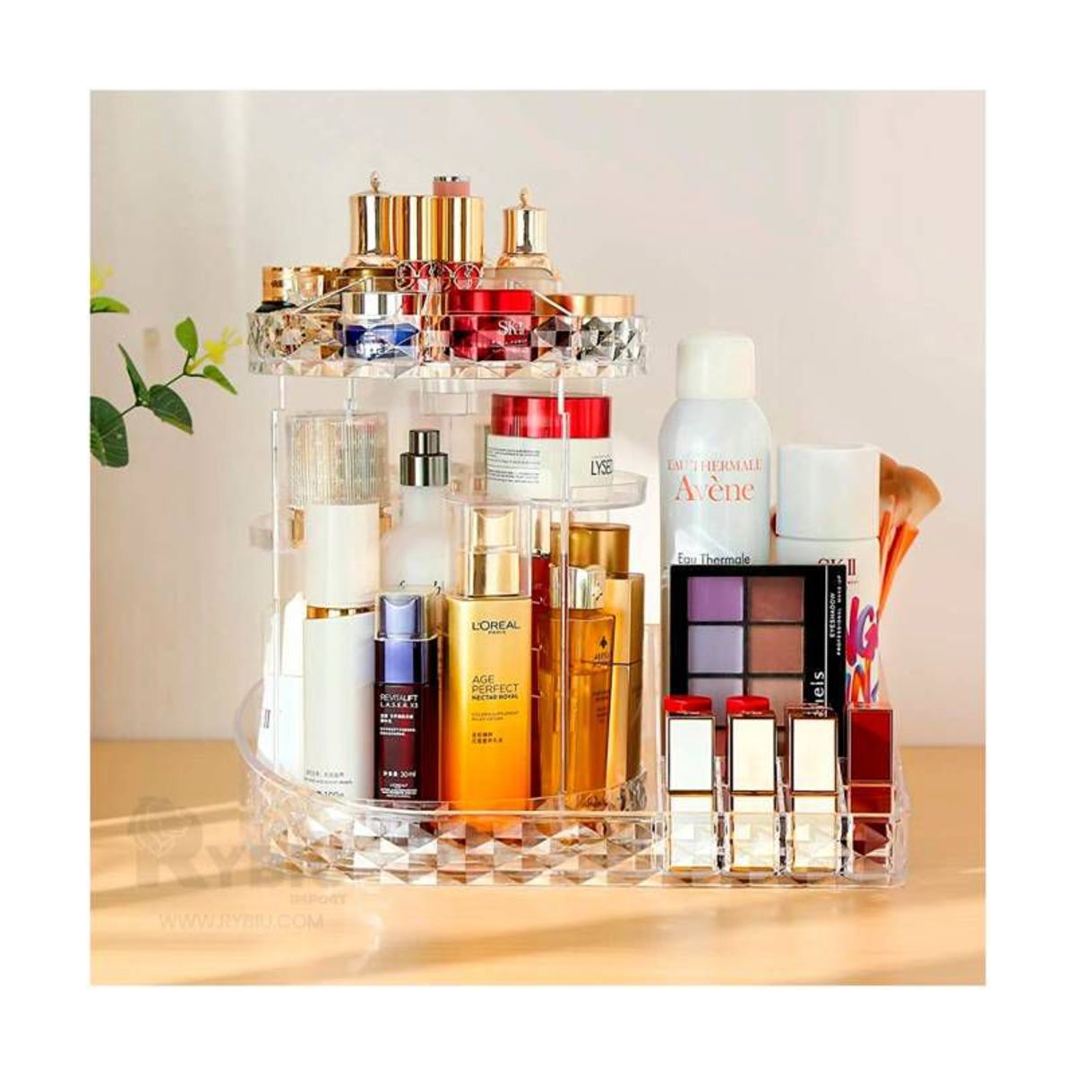 GENERICO - Organizador de Cosmeticos 360° con Base Cuadrada