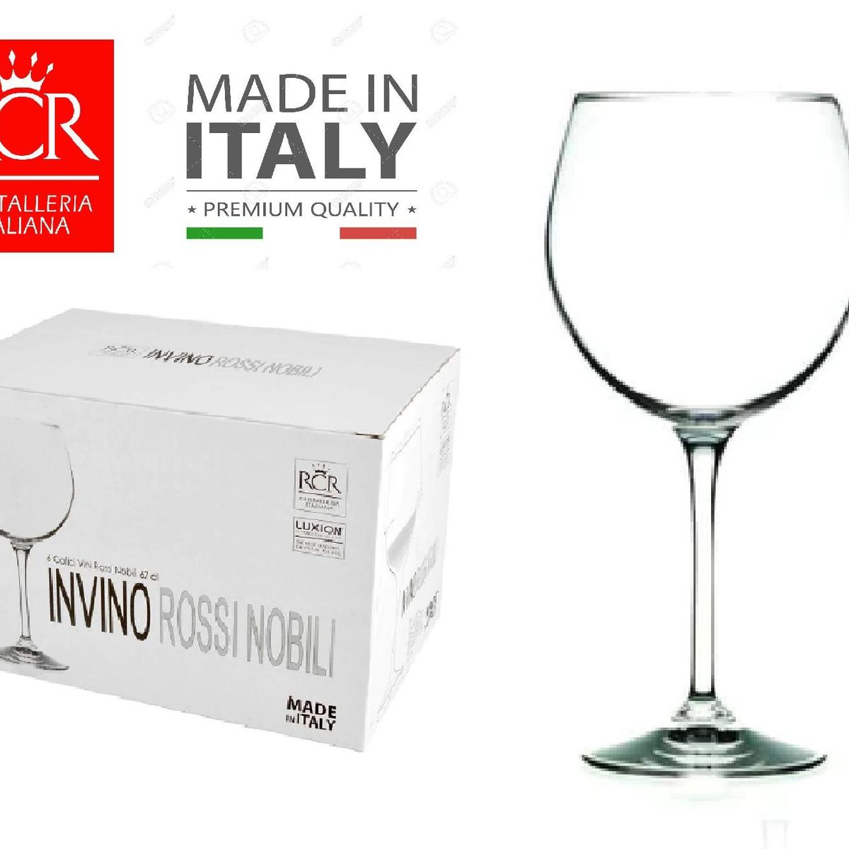 RCR  ITALIA - Set de Copas  X 06 INVINO ROSSI NOBILE 67 CL. RCR - Hecho en Italia