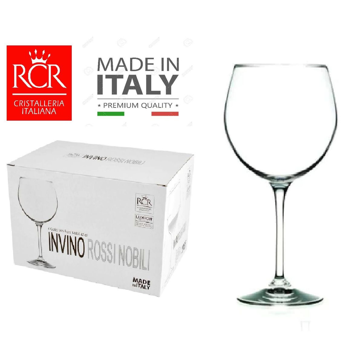 RCR  ITALIA - Set de Copas  X 06 INVINO ROSSI NOBILE 67 CL. RCR - Hecho en Italia