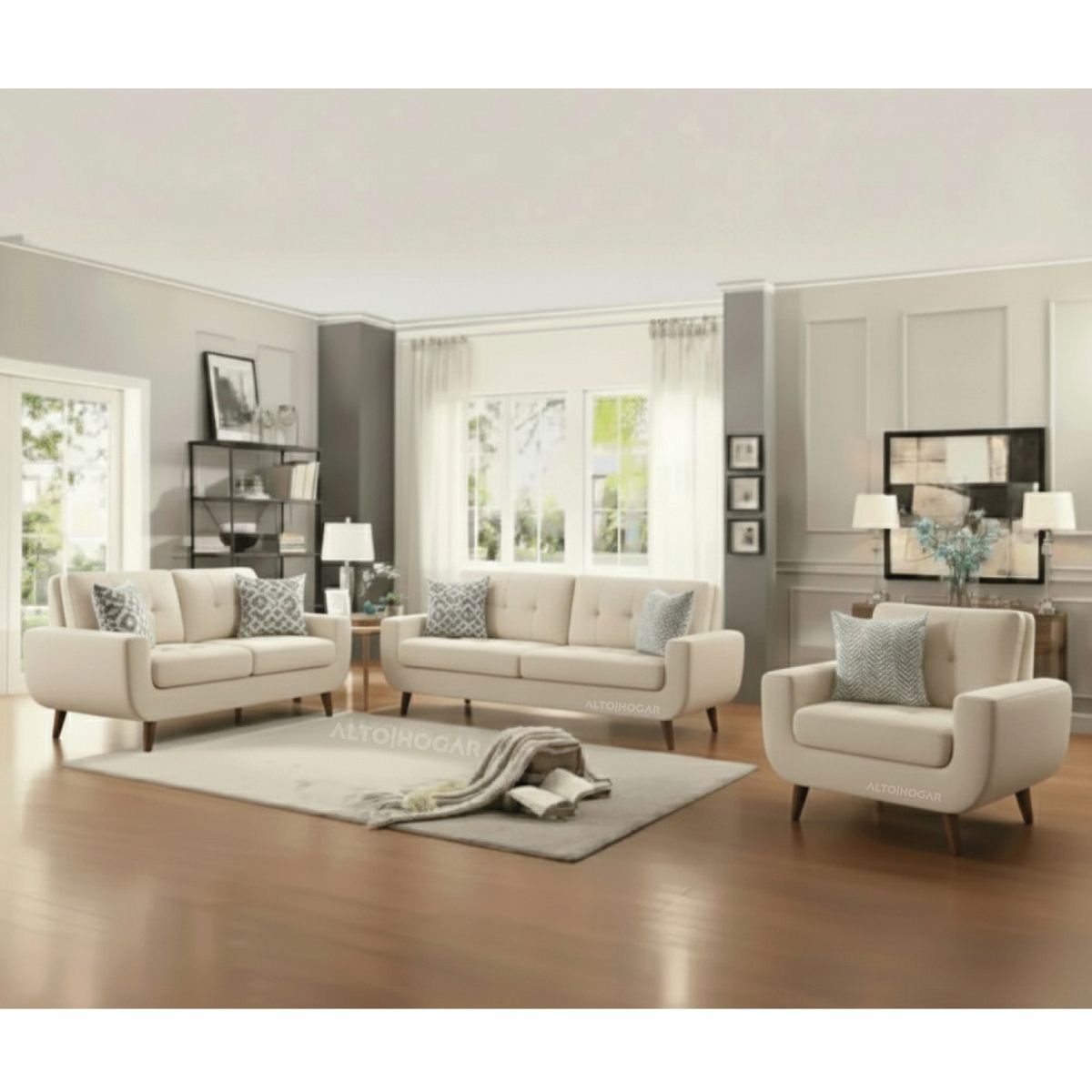 ALTO HOGAR - Juego de Sala 3 2 1 Kayruth Marfil Tapiz Antifluido