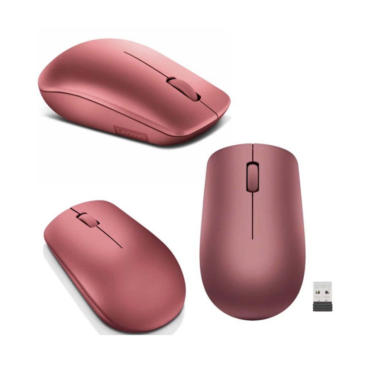 LENOVO - Mouse Inalambrico Lenovo 530  Ambidextro 1200 DPI Color Rojo Cereza.