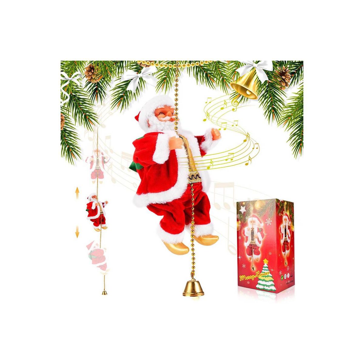 GENERICO - Papa Noel escalador en cuerda Santa Claus Musical escalera