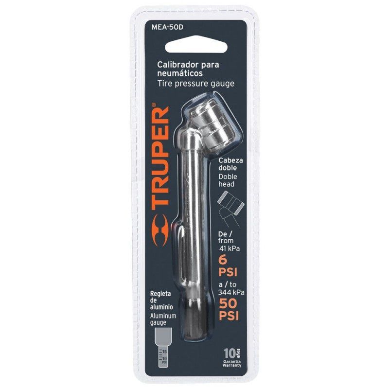 TRUPER - MEDIDOR DOBLE DE AIRE 6-50 PSI 19098 TRUPER