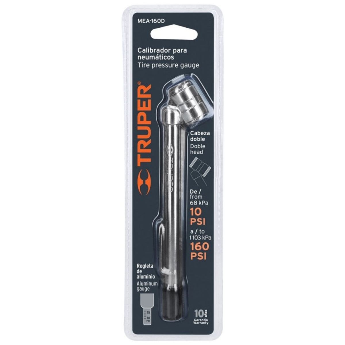 TRUPER - MEDIDOR DOBLE DE AIRE 10-160 PSI 19100 TRUPER