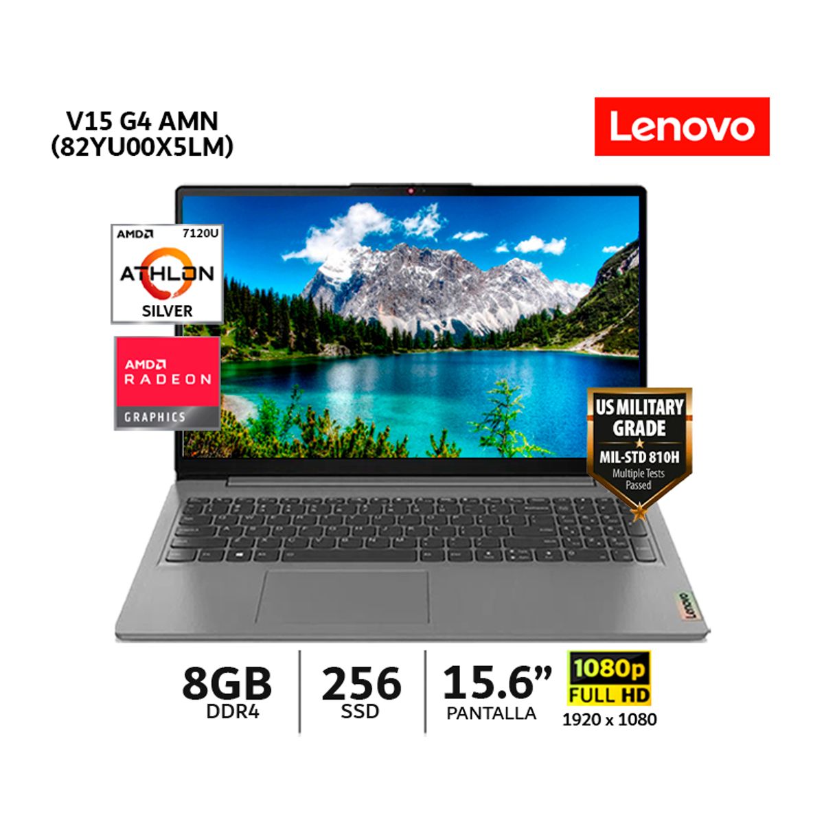 LENOVO - Laptop Lenovo Athlon Silver 7120U 8GB RAM 256GB SSD 156 FHD WIND 82YU00X5LM