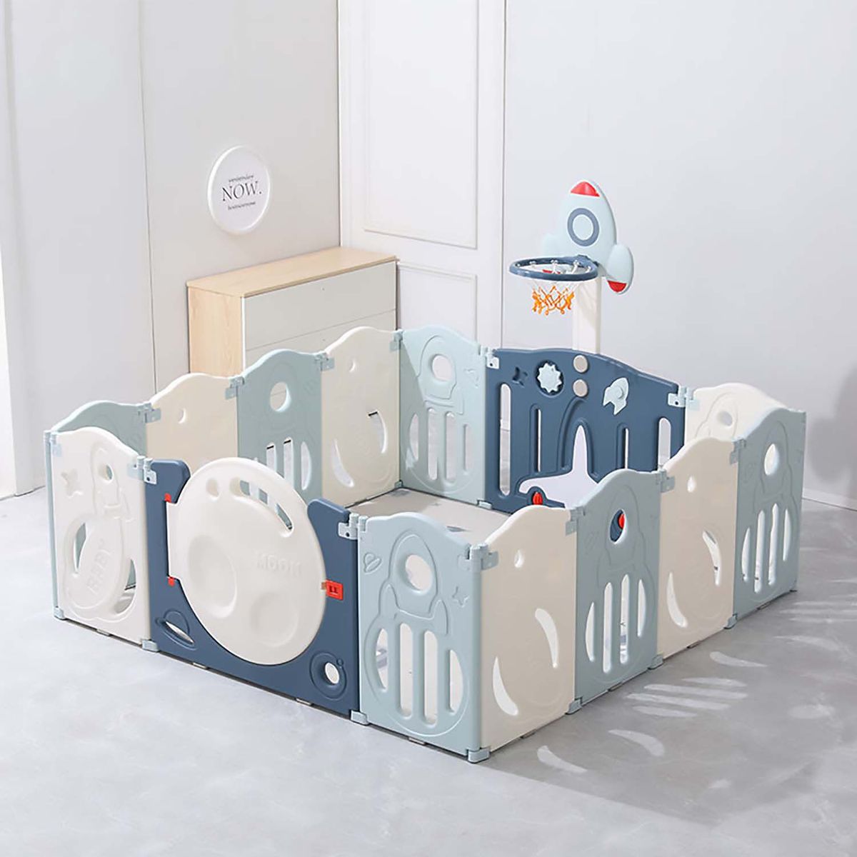 BABYKISS - CORRAL PARA BEBES Y NIÑOS PLEGABLE DE SPACE + ALFOMBRA