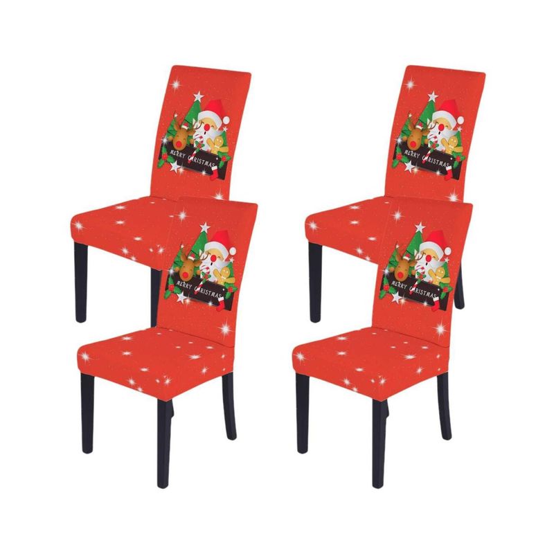 GENERICO - Forros Funda de Silla Navideña Decoración Navidad Pack x4