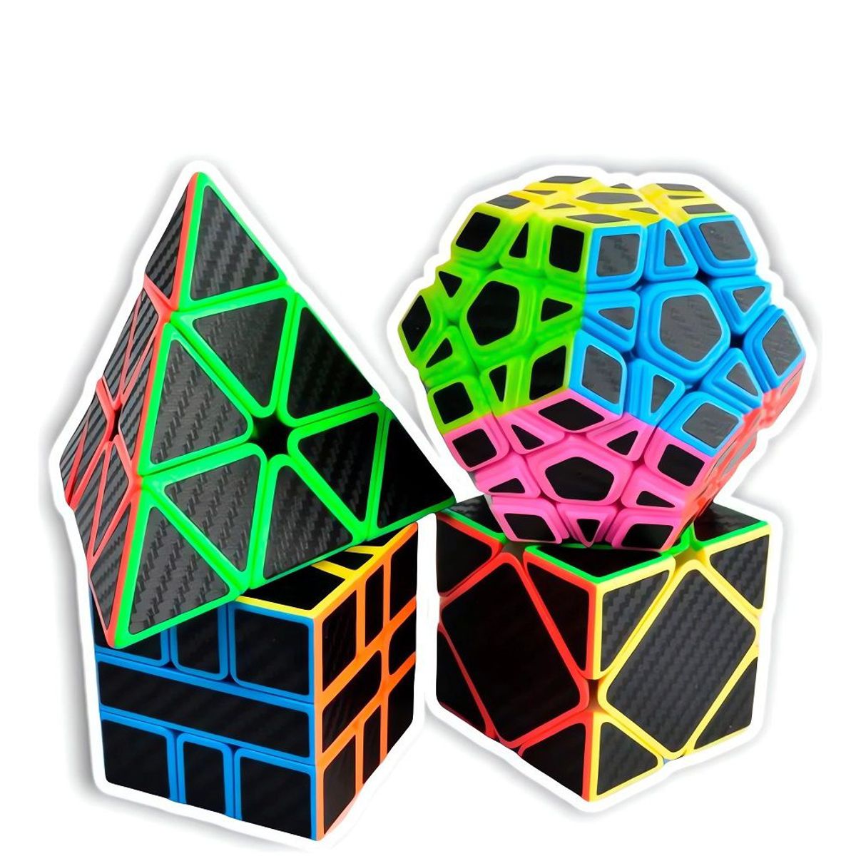 MOYU - Kit de 4 Cubos Moyu Megaminx, Piramyx, Skewb ,Square Carbono