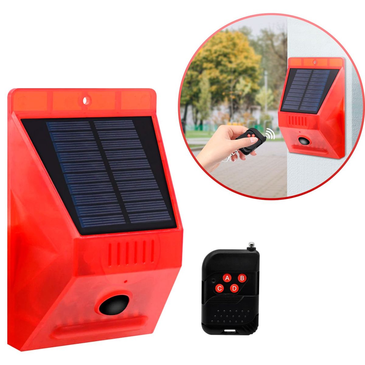 BUYPAL - Sensor de Movimiento con Alarma Sirena y Panel Solar