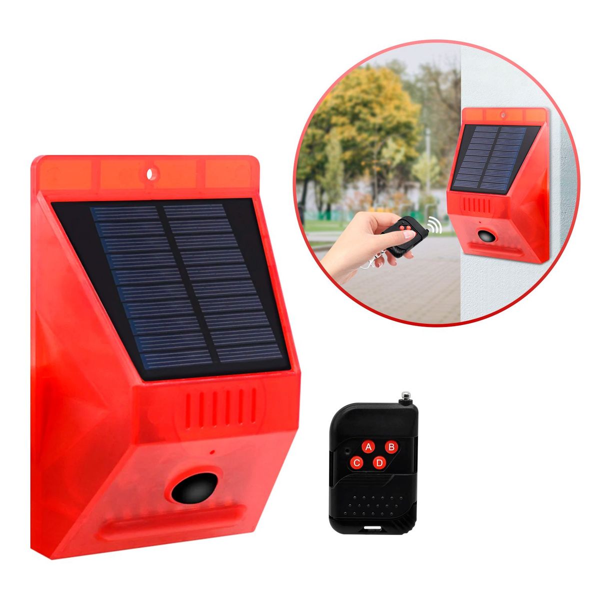 BUYPAL - Sensor de Movimiento con Alarma Sirena y Panel Solar
