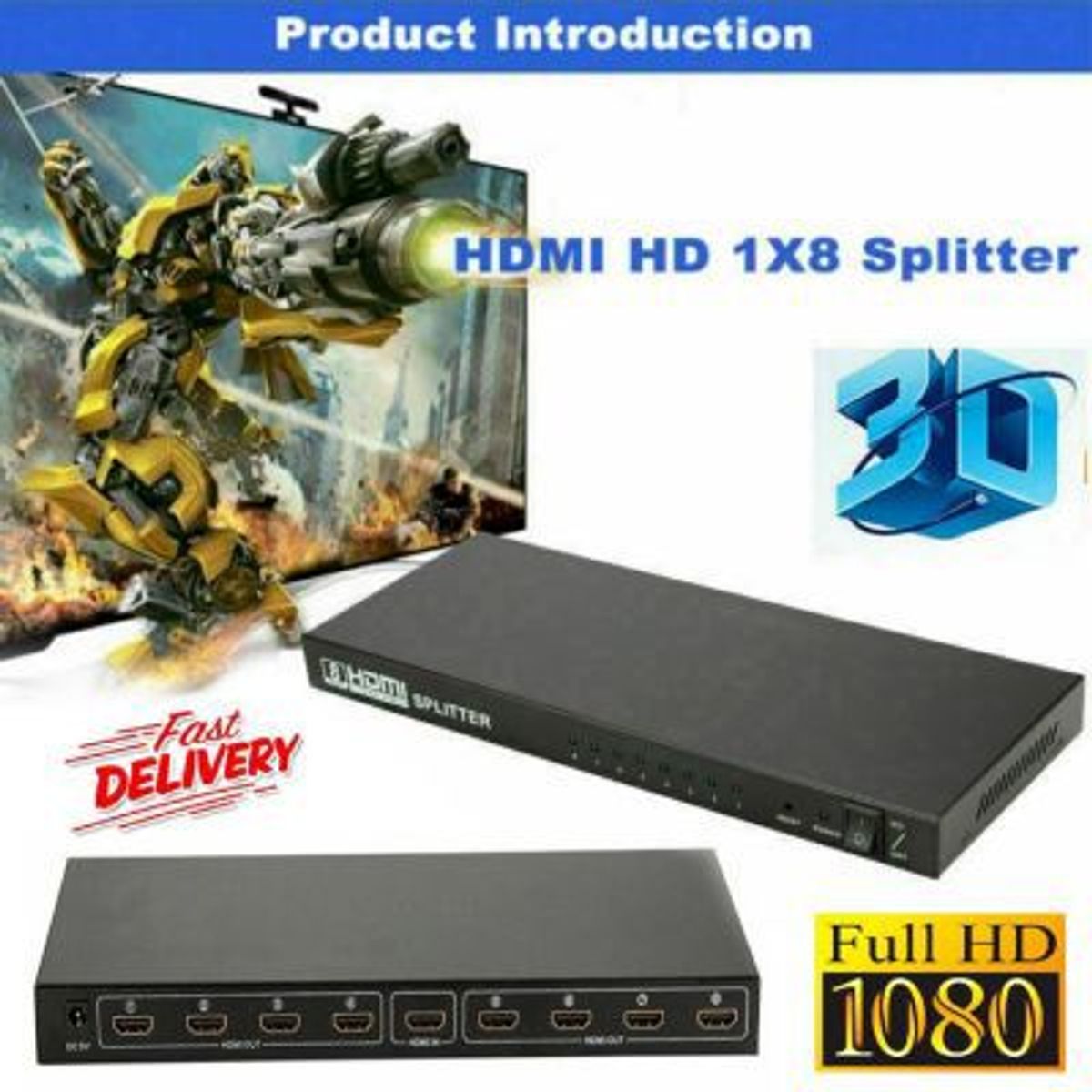OEM - Splitter Divisor Repartidor HDMI 4K 1 Entrada 8Salidas 60Hz 4Kx2K