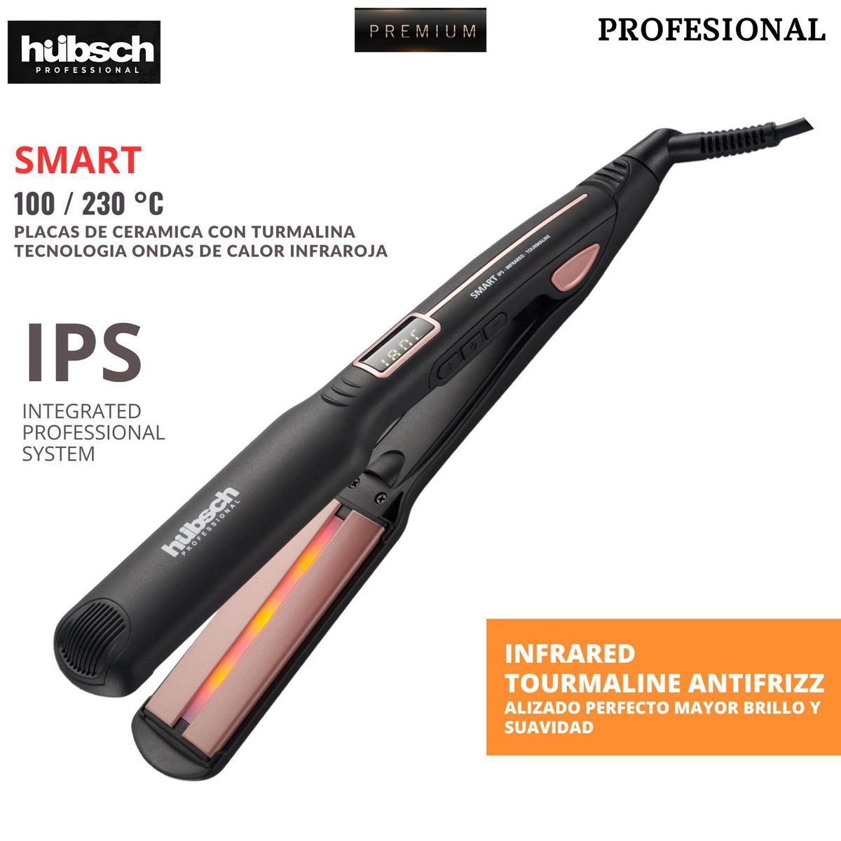 HUBSCH - Plancha de cabello PREMIUM Profesional HUBSCH SMART 100230 °C Negro