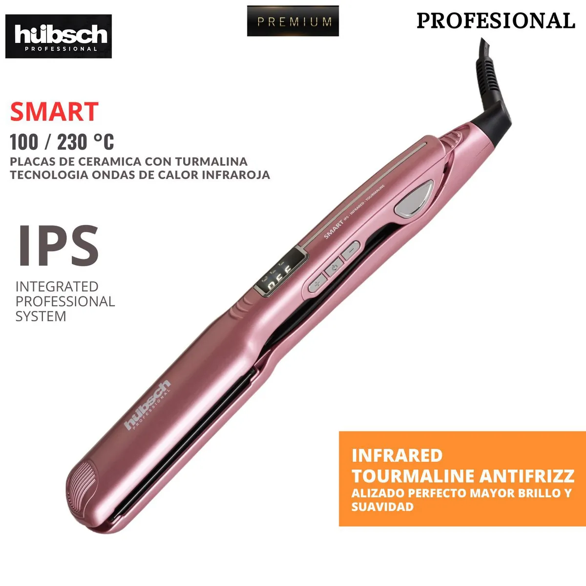 HUBSCH - Plancha de cabello PREMIUM Profesional HUBSCH SMART 100230 °C Rosa Met