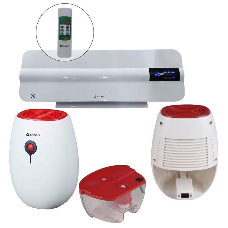 IMACO - Combo Calentador de Pared 2000W Imaco y Deshumedecedor Portátil 500ml