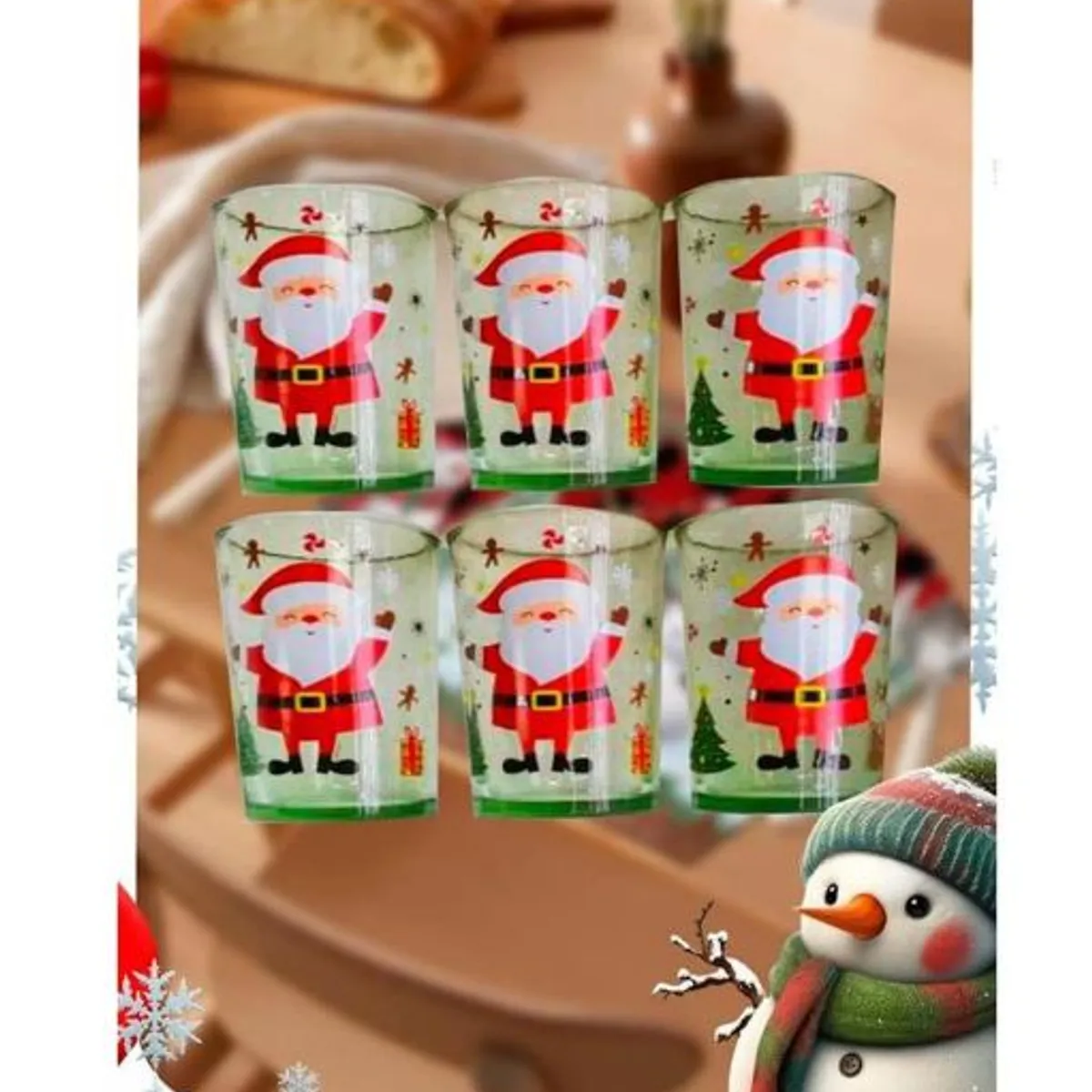 GENERICO - Vaso De Vidrio Navidad Navideño Set x 6 unid