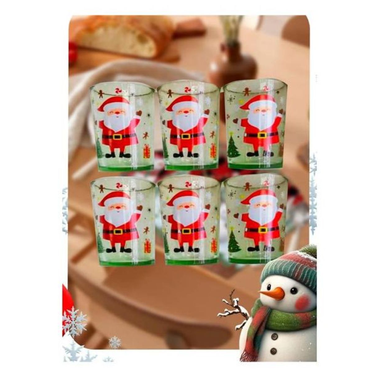 GENERICO - Vaso De Vidrio Navidad Navideño Set x 6 unid