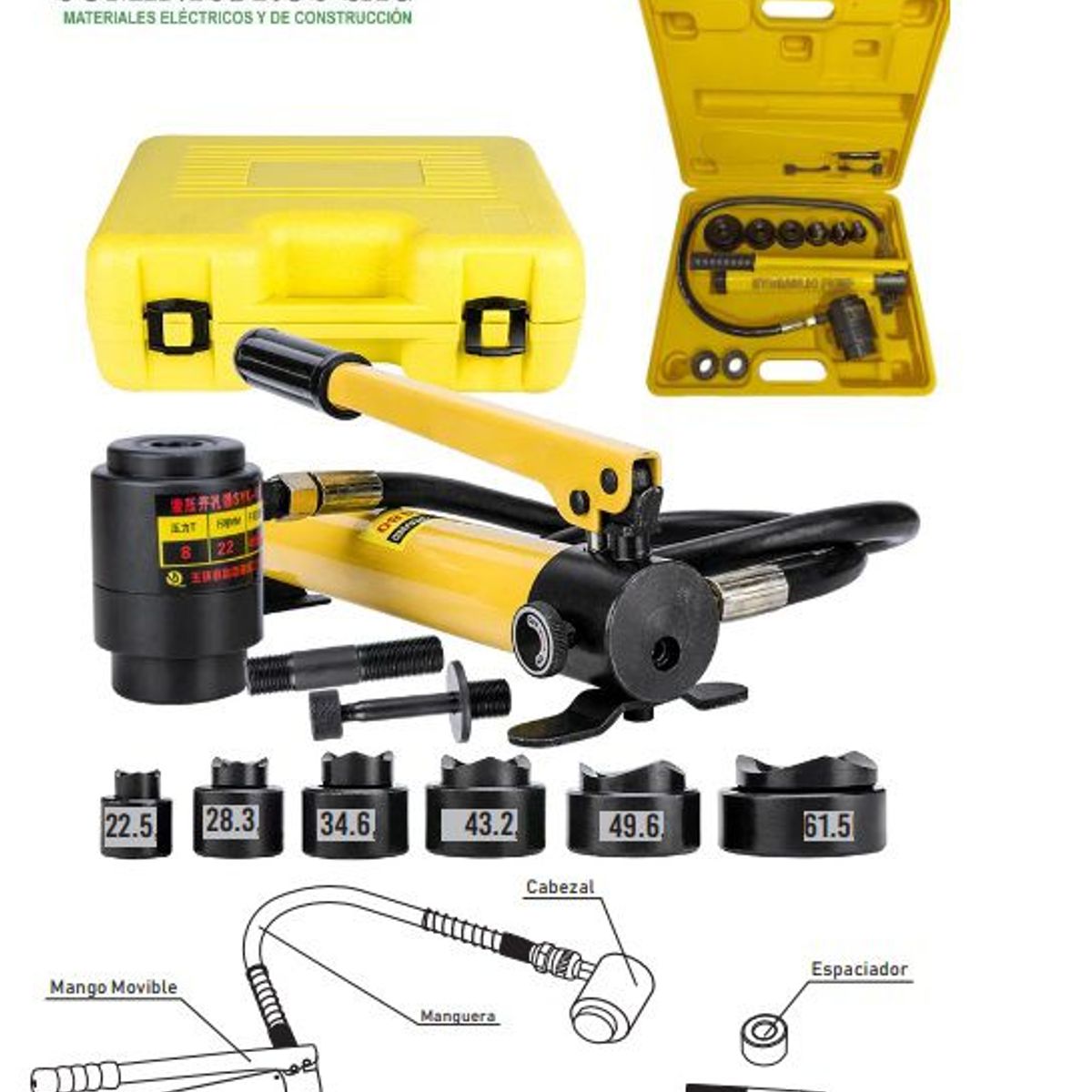 GENERICO - Sacabocado Hidraulico Perforador de agujeros con bomba