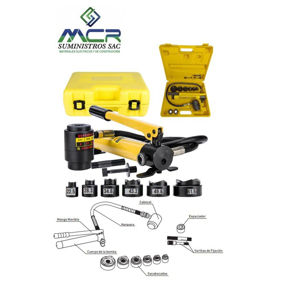 GENERICO - Sacabocado Hidraulico Perforador de agujeros con bomba