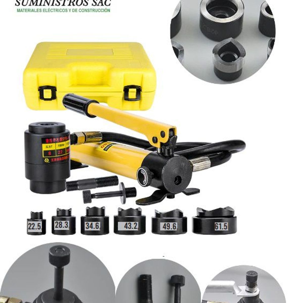 GENERICO - Sacabocado Hidraulico Perforador de agujeros con bomba