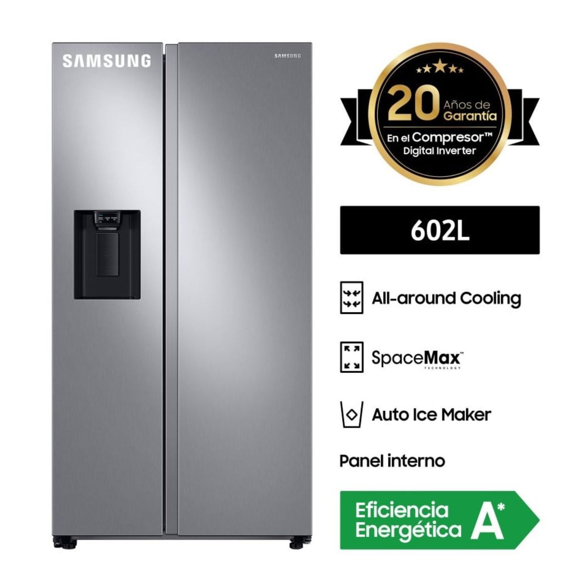 SAMSUNG - Refrigeradora Samsung 602L Side by Side Space Max RS60T5200S9PE
