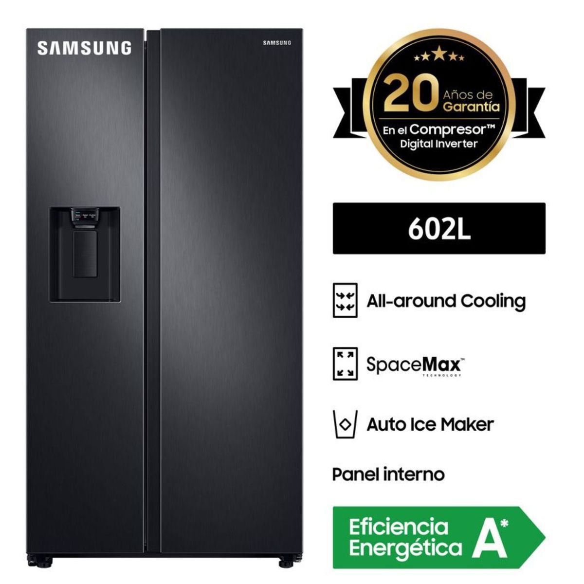 SAMSUNG - Refrigeradora Samsung 602 L Side by Side Space Max RS60T5200B1/PE