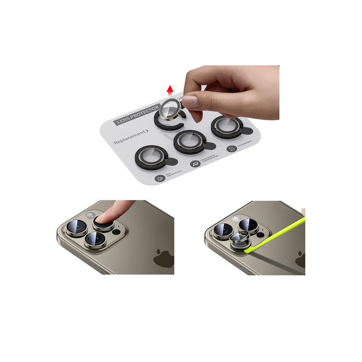 GENERICO - Protector de Cámara Individual para iPhone 15 Pro /15 Pro Max -Titanio