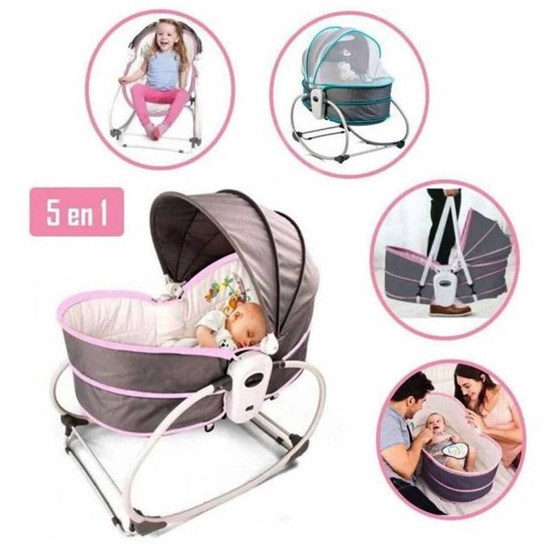 BABY WORLD - Silla mecedora portátil multifuncional 5 en 1 Rosa