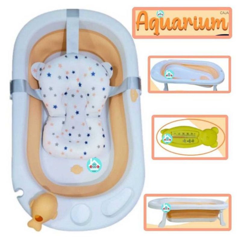 DOUX BEBE - Bañera Aquarium Anaranjado Plegable con Termómetro