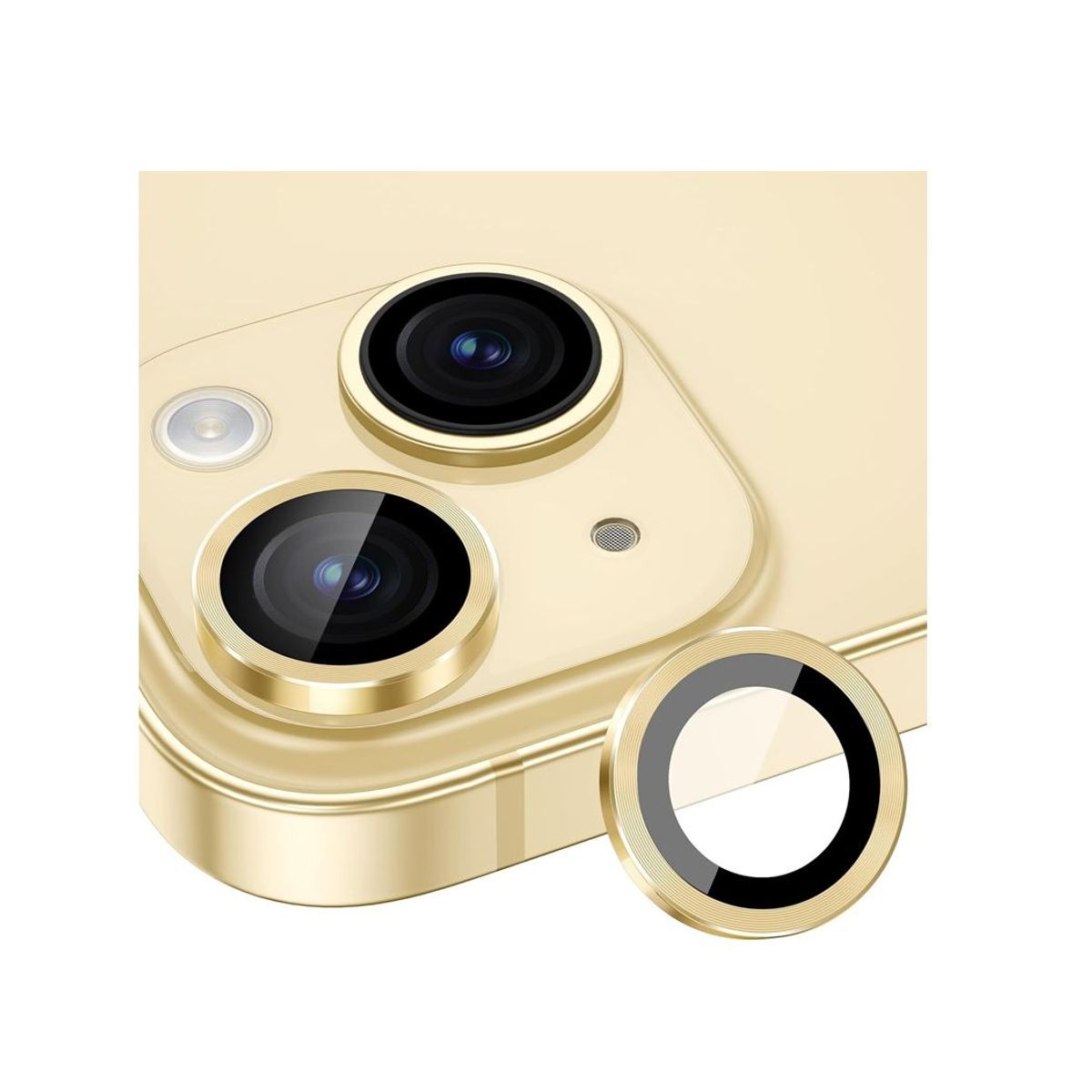 GENERICO - Protector de Cámara Individual para iPhone 15 /15 Plus - Amarillo