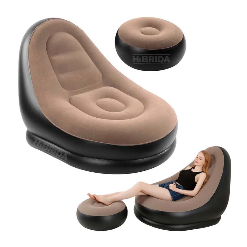 GENERICO - SOFÁ SILLÓN INFLABLE RECLINABLE PUFF PORTÁTIL POSAPIE CÓMODO - H-SOFA