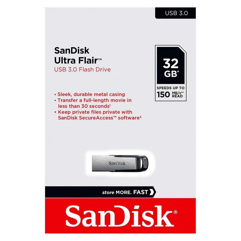 SANDISK - Memoria USB Sandisk Ultra Flair 32GB 3.0 150Mbps