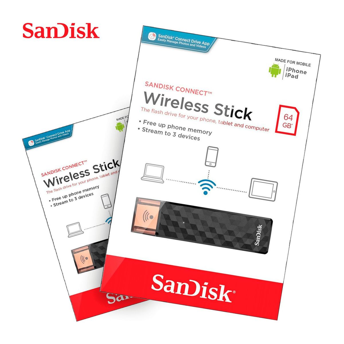 SANDISK - Memoria USB SanDisk Wireless Stick 64GB