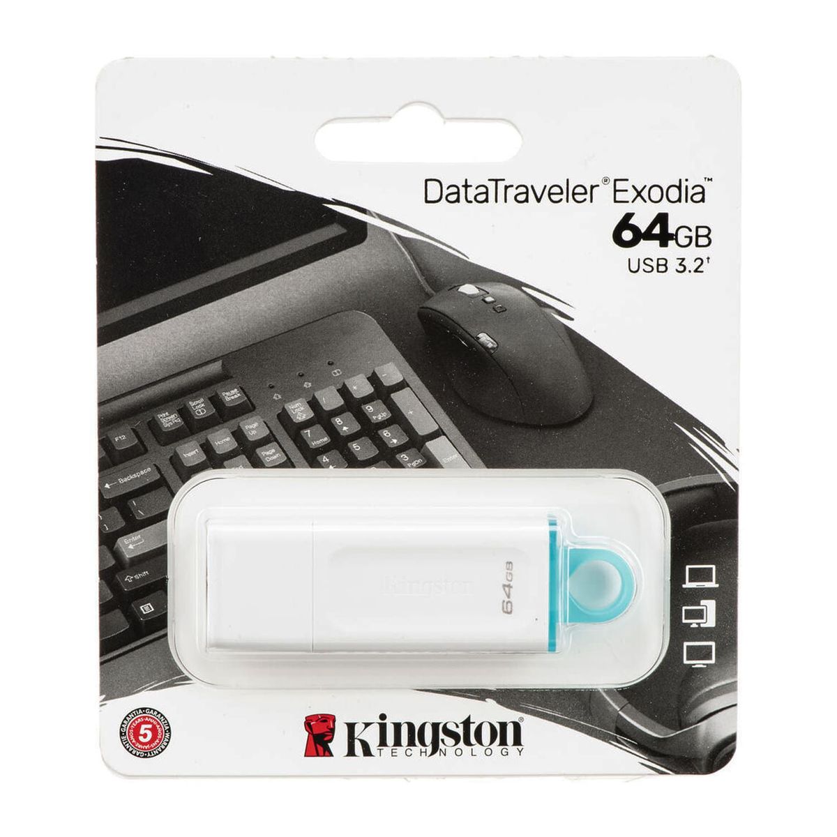 KINGSTON - Memoria USB 3.2 Kingston Exodia 64GB - KC-U2G64-5R Blanco