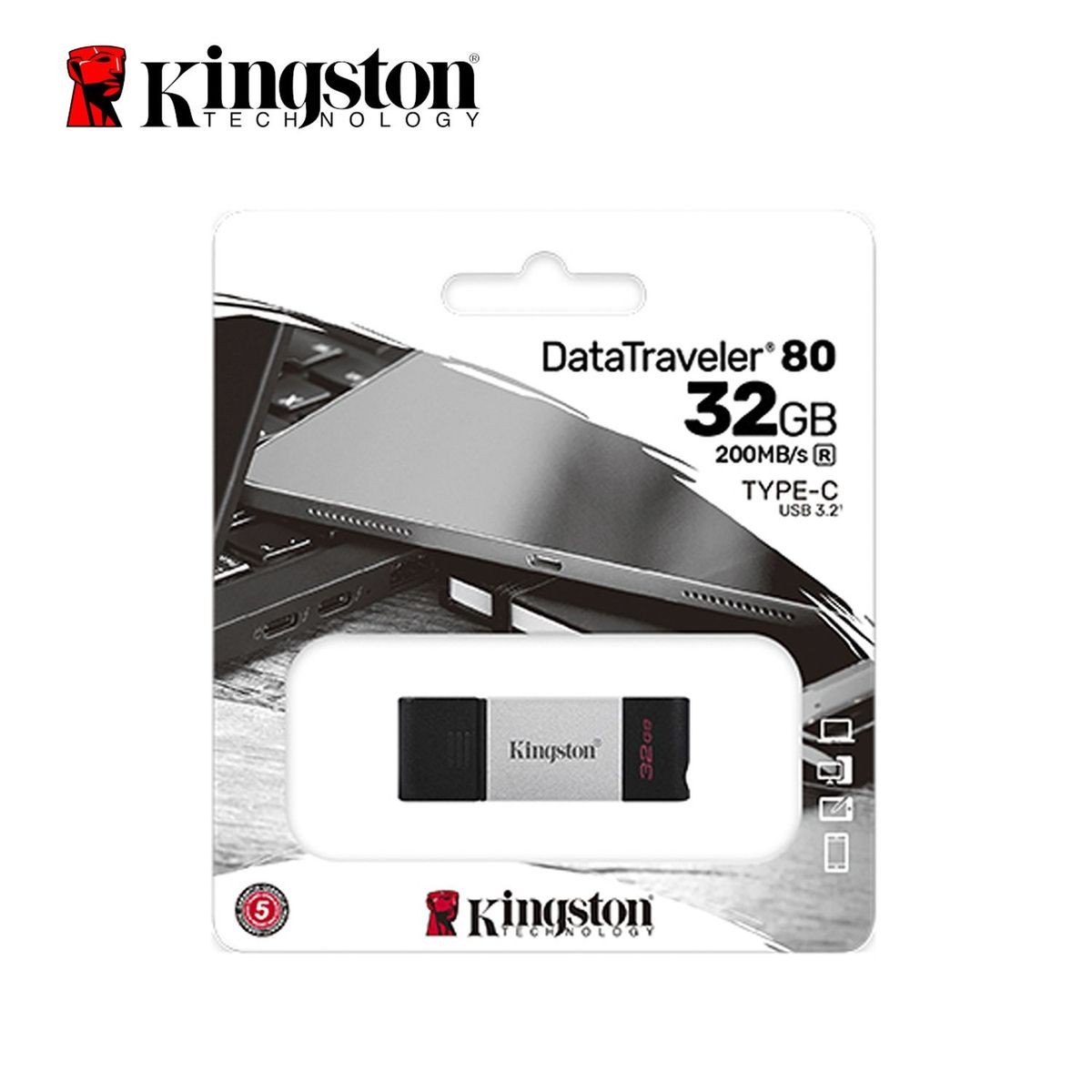 KINGSTON - Memoria USB-C Kingston DT80 32GB 200Mbs
