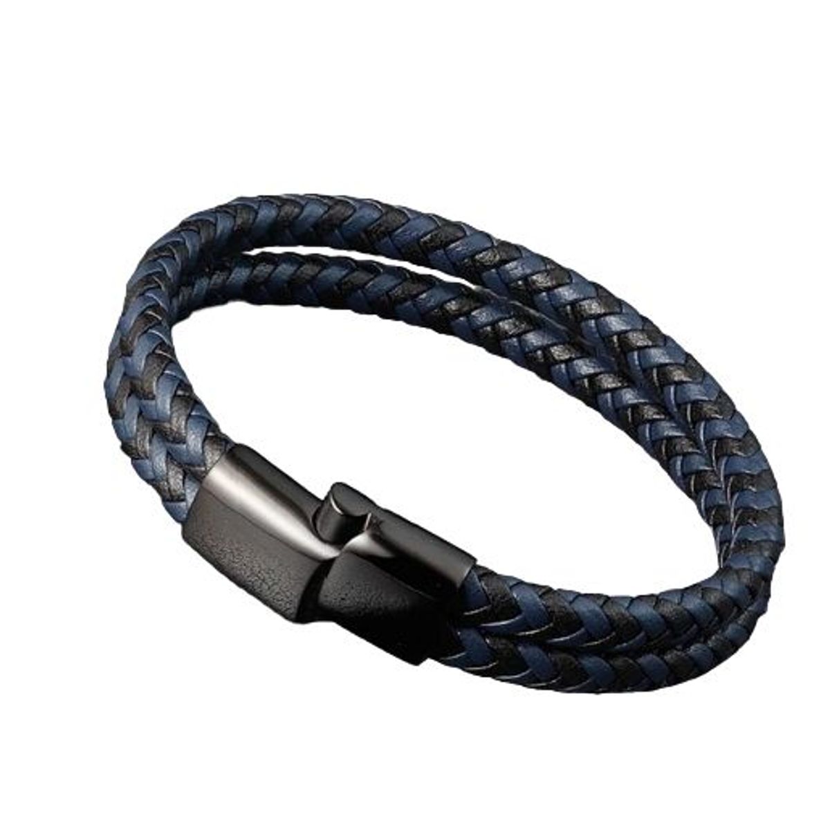 GENERICO - Pulsera brazalete de cuero genuino azul para hombres