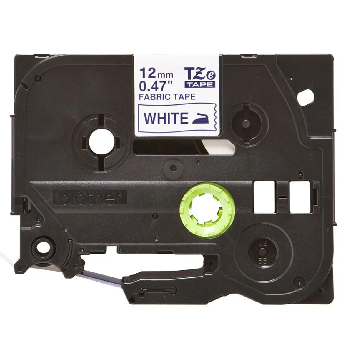 BROTHER - Cinta Brother Textil TZE-FA3 (12mm x 3 mts) Texto azul y fondo blanco