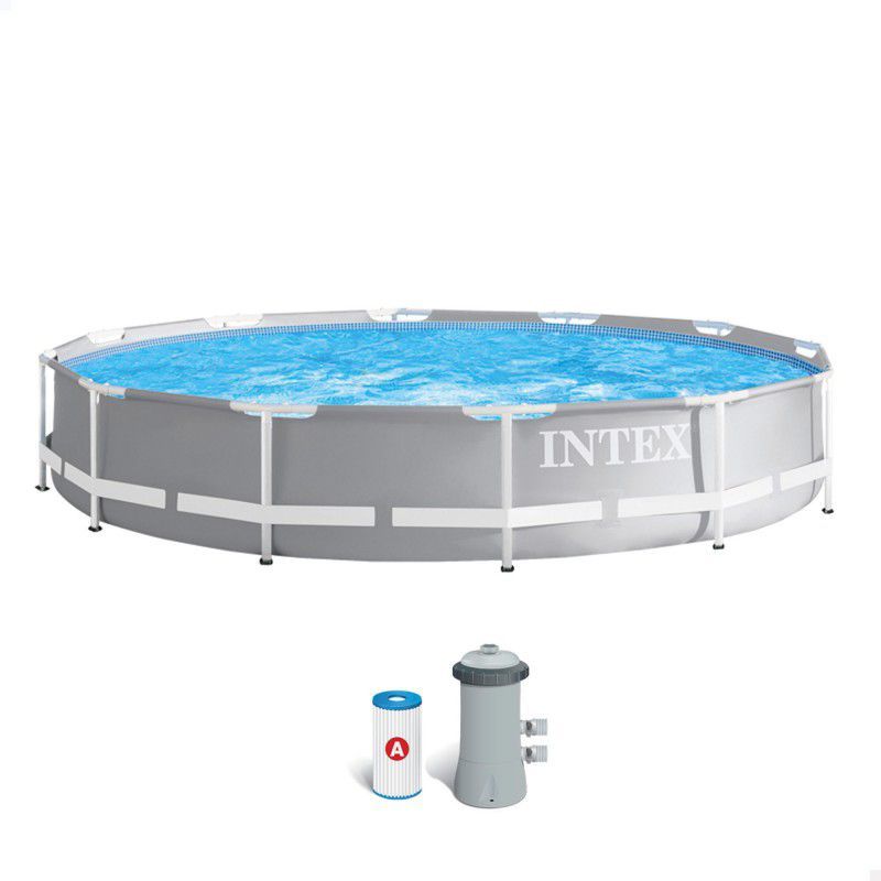 INTEX - PISCINA REDONDA ARMABLE CON FILTRO 366X76CM INTEX
