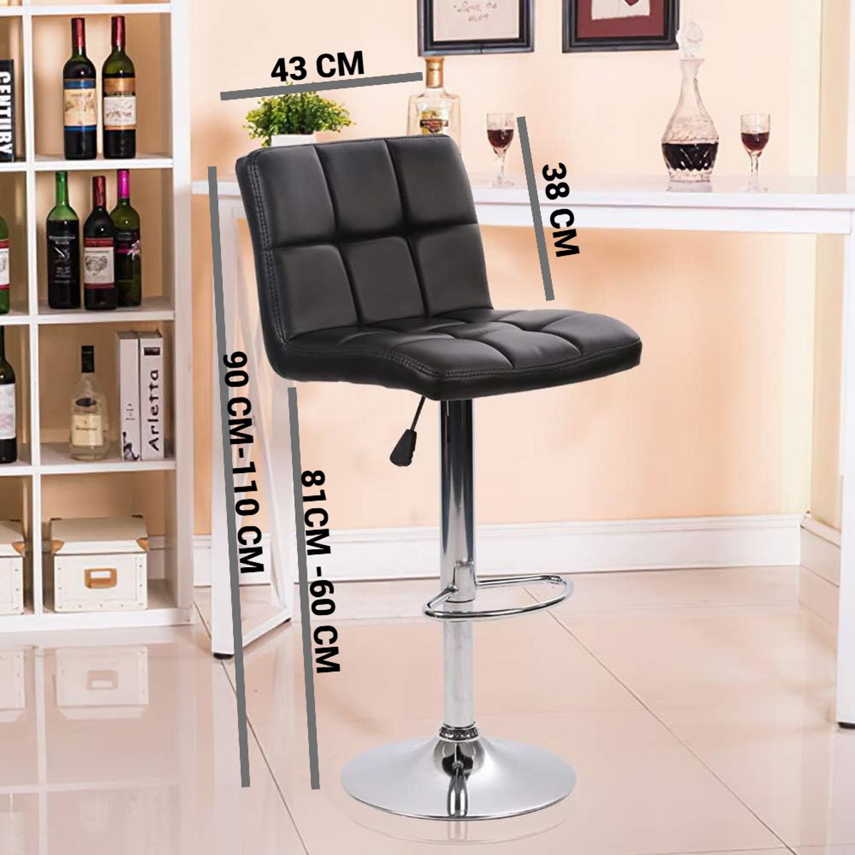 GENERICO - Set x2 Banco Silla Bar Riway Negro PU
