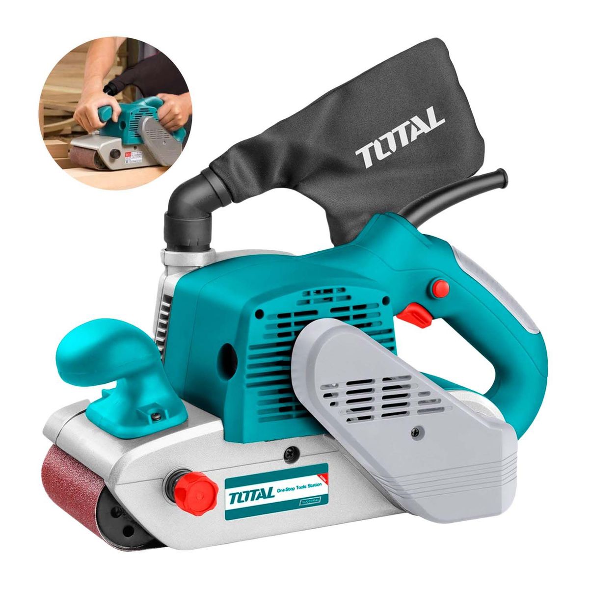 TOTAL TOOLS - LIJADORA DE BANDA ELÉCTRICA TOTAL 1200W CARPINTERÍA MADERA - TBS12001