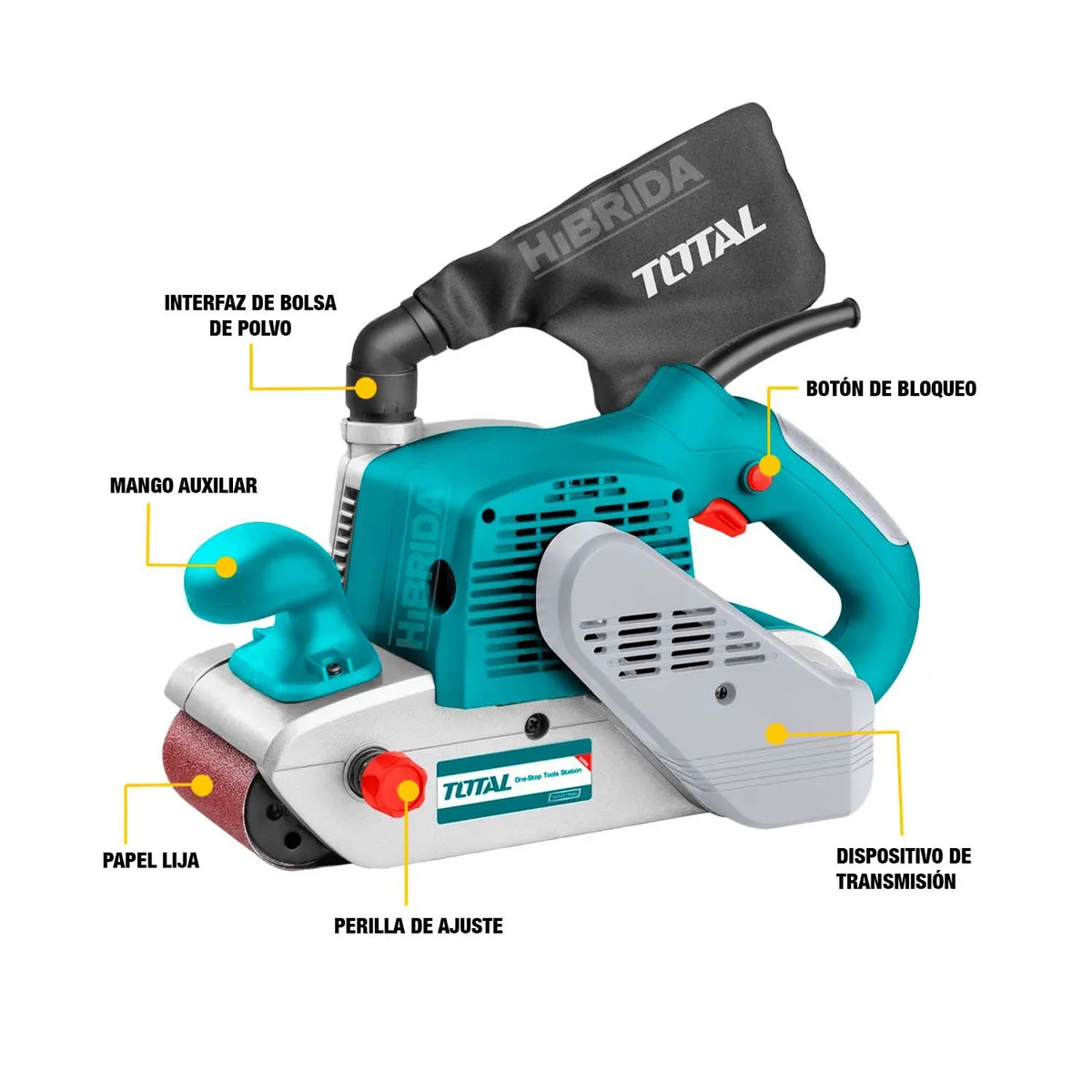 TOTAL TOOLS - LIJADORA DE BANDA ELÉCTRICA TOTAL 1200W CARPINTERÍA MADERA - TBS12001