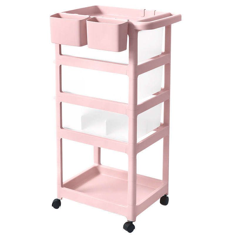 GENERICO - Carrito Organizador Multiusos de 3 Niveles Con Ruedas Color Rosado