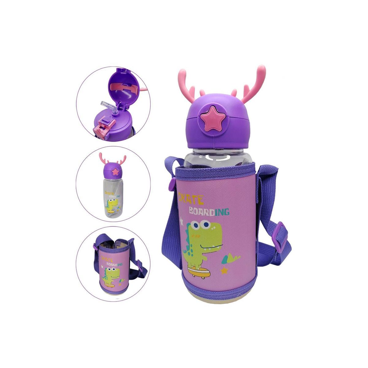 GENERICO - Botella Tomatodo para Niños con Funda RENO Morado 278T