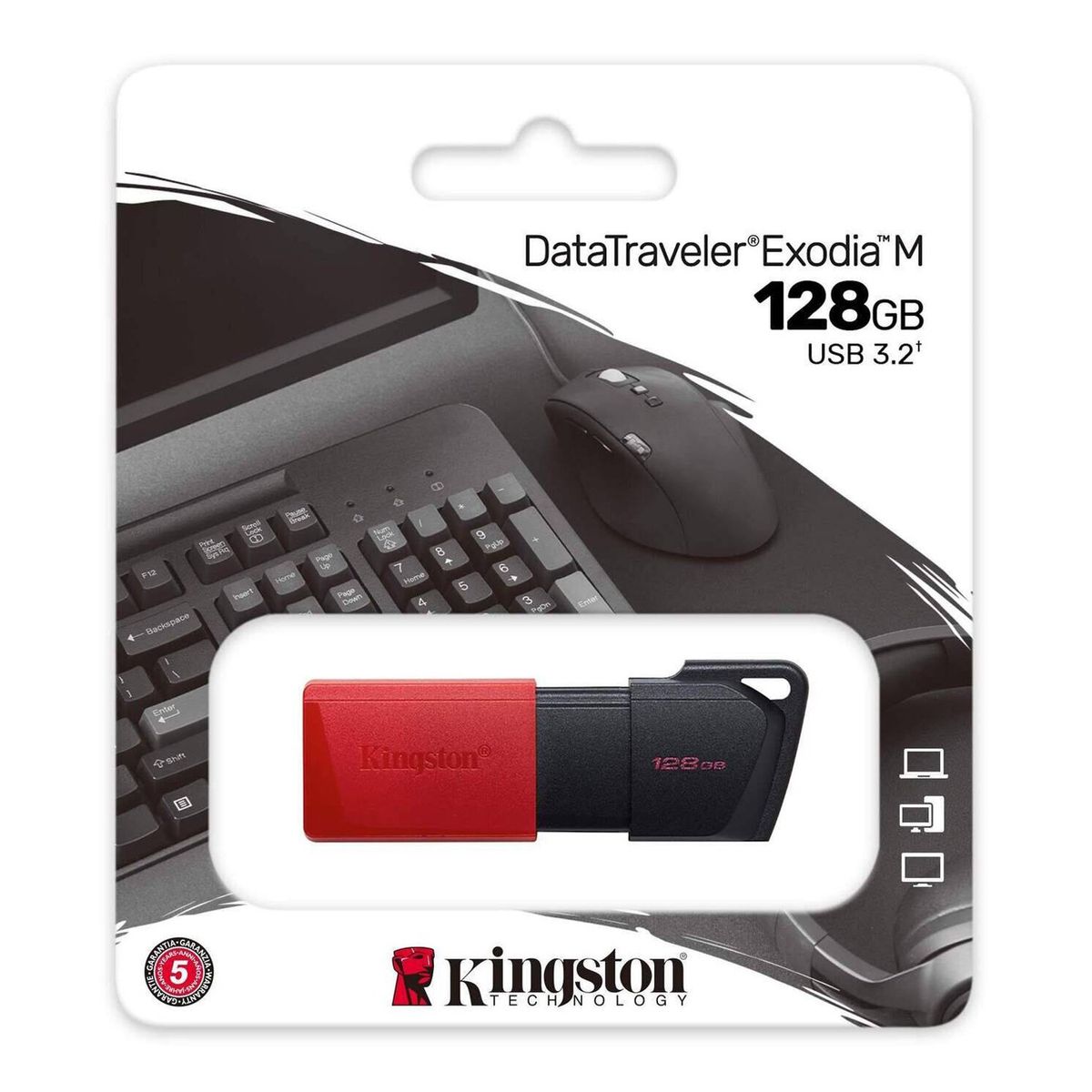 KINGSTON - Memoria USB 3.2 Kingston Exodia DTXM/128GB Rojo-Negro