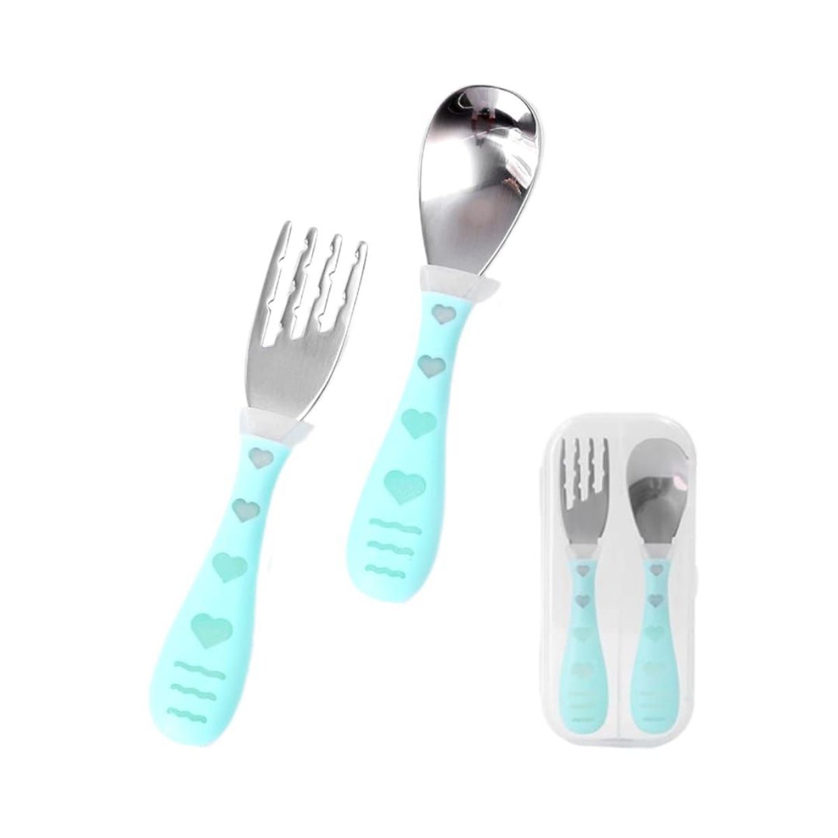 GENERICO - Juego de cubiertos para niños Verde Agua Estuche