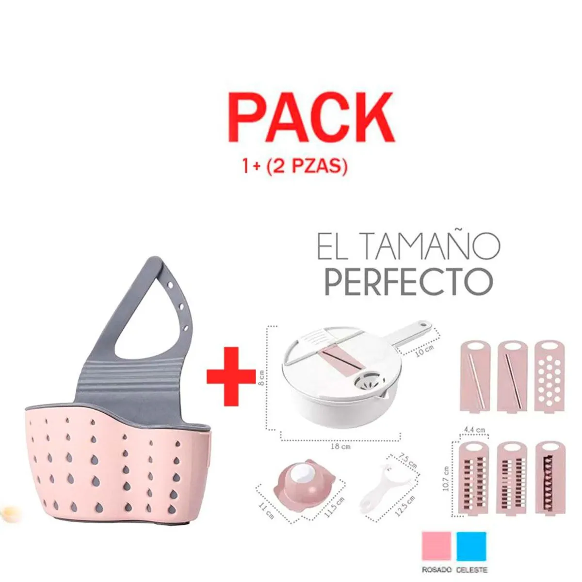 GENERICO - Pack Escurridor para Fregadero y Rebanador Multifuncional de Cocina