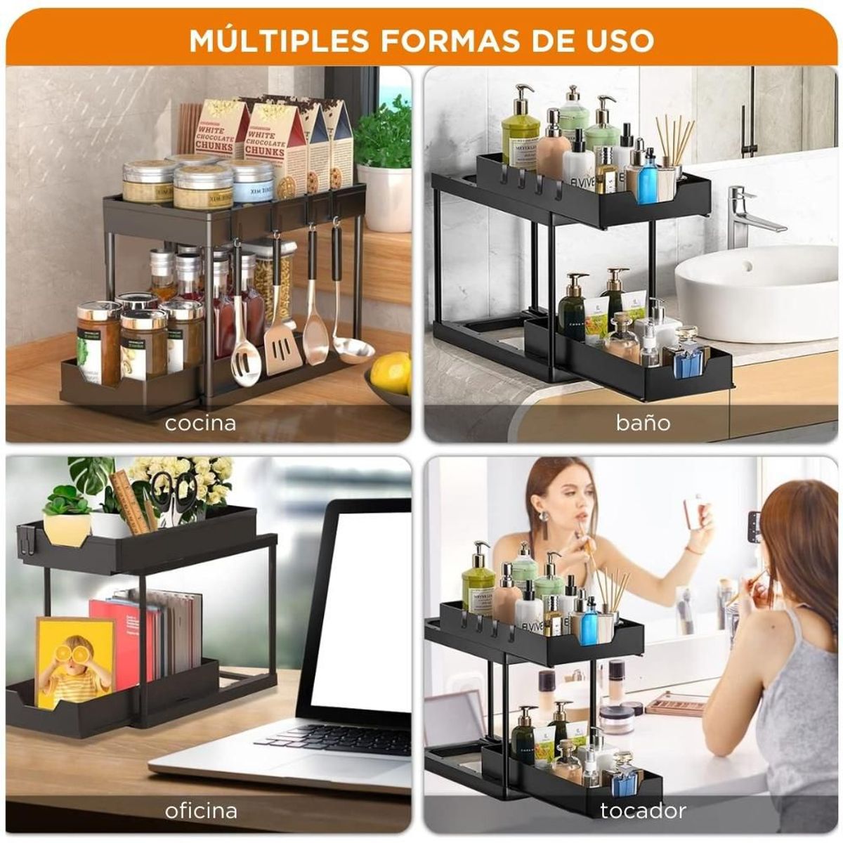 MINARI - Librero Organizador 2 Niveles Escritorio Oficina Libros 13Y