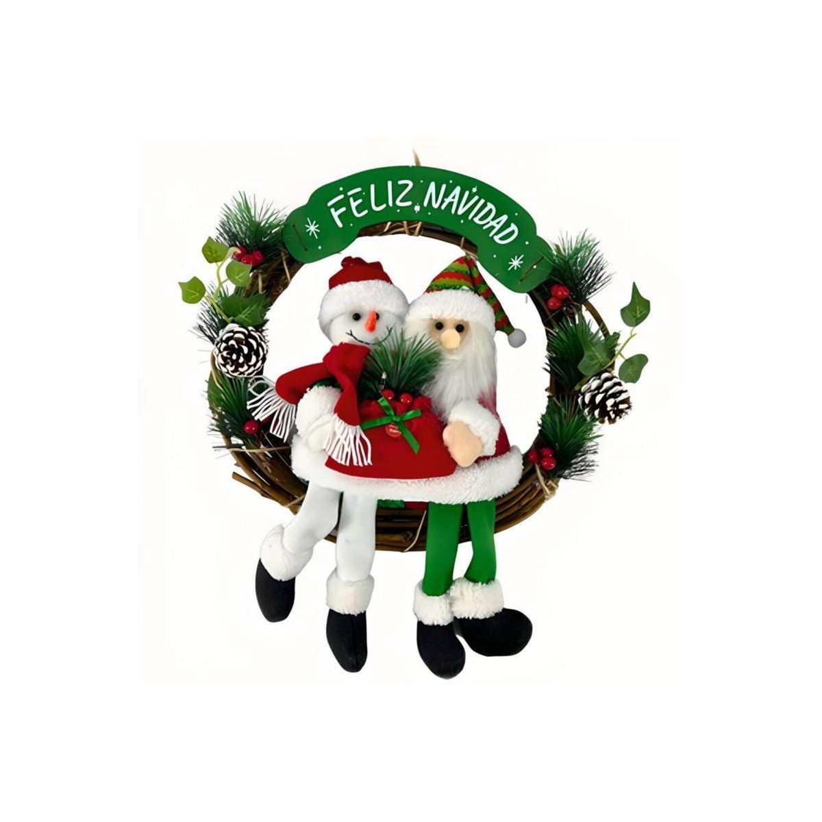 GENERICO - Coronas Navideñas Para Puertas con Música y Luz - Grande