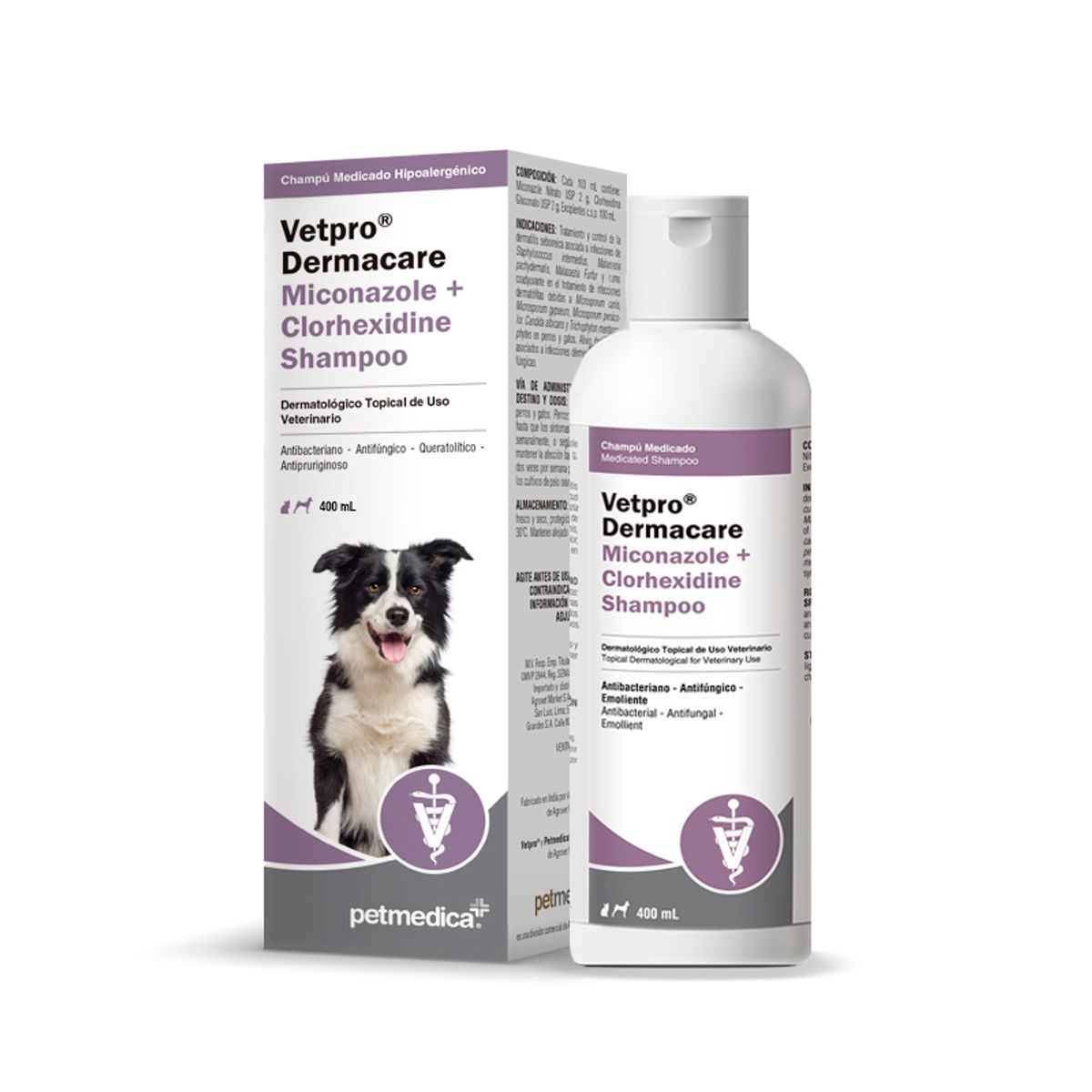 GENERICO - SHAMPOO PARA PERROS Y GATOS VETPRO DERMACARE MICONAZOLE  CLORHEXIDINE X 400ML